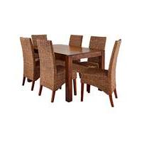 Java Dining Table with Six Bali Chairs