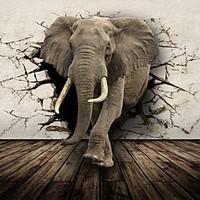 JAMMORY Large Murals of Elephants Animals / Cartoon / 3D Wall Stickers 3D Wall Stickers, Canvas S M L XL XXL 3XL