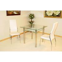 Jazo Clear And Frosted Glass Table And 2 Dining Chairs