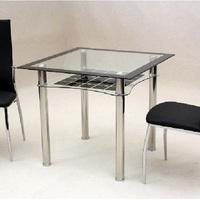 jazo dining table in clear and black glass with undershelf