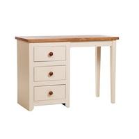 Jameson Pedestal Dressing Table In Cream And Oak With 3 Drawers
