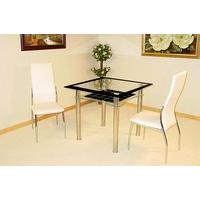 Jazo Clear and Black Glass Dining Table And 2 Dining Chairs