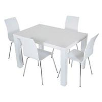 Jayden Dining Table Rectangular In Matt White With 4 Chairs