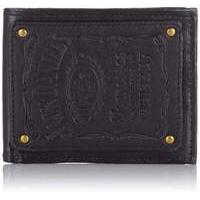 Jack Daniels Bifold Leather Patch Wallet with Engraved Classic Logo Black