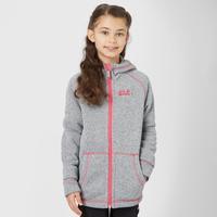 jack wolfskin girls caribou lodge hooded fleece jacket grey