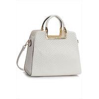 Jayla White Textured Tote Bag