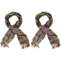 Jacquard Woven Paisley Shawls (2 - SAVE £10), Amethyst and Amethyst, Polyester/Lurex