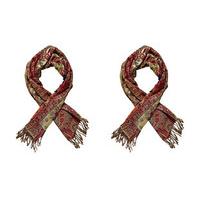 Jacquard Woven Paisley Shawls (2 - SAVE £10), Claret and Claret, Polyester/Lurex