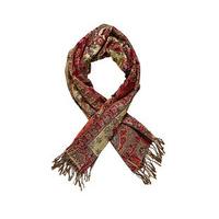 Jacquard Woven Paisley Shawl, Claret, Size One Size, 85% polyester, 15% lurex