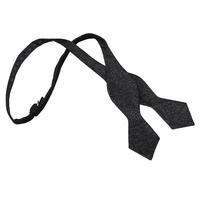 JA Ottoman Wool Charcoal Grey Pointed Self Tie Bow Tie