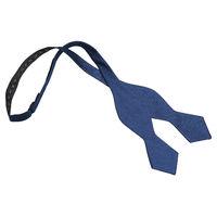 JA Herringbone Silk Midnight Blue Pointed Self Tie Bow Tie