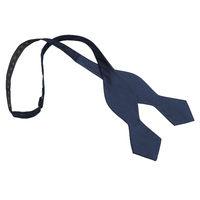 JA Herringbone Silk Navy Blue Pointed Self Tie Bow Tie