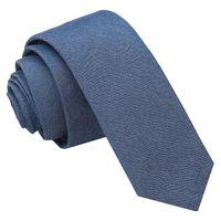 JA Chambray Cotton Navy Blue Skinny Tie