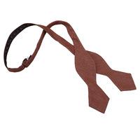 JA Ottoman Wool Brown Pointed Self Tie Bow Tie