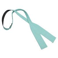 JA Chambray Cotton Light Turquoise Batwing Self Tie Bow Tie