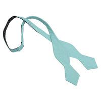 JA Chambray Cotton Light Turquoise Pointed Self Tie Bow Tie