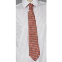Jazz up your suit with this fun red statement tie - Hermes - 100% silk - snail & cabbage design