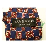 jaeger red navy gold paisley chequered tie