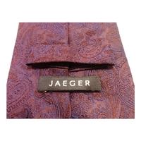 Jaeger Unusual Luxury Burgundy and Deep Blue Textural Woven Paisley Silk Tie