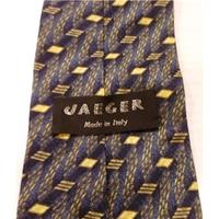 Jaeger Designer Silk Tie Blue And Gold Design