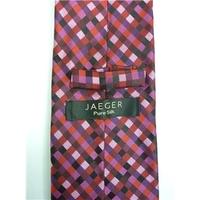 Jaeger, Red, Pink & Black Checkerboard Patterned Silk Tie