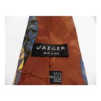 Jaeger Designer Silk Tie, Rust With Abstract Design