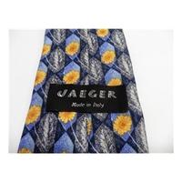 Jaeger Designer Silk Tie, Blue With Fun Yellow Daisy Design