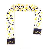 Jago Navy Blue And Pineapple Yellow Polka Dot Scarf With Frayed Ends