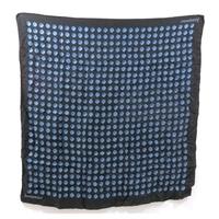 Jacqmar Vintage Jet Black And Two-Tonal Blue Graphic Octagon Repetition Silk Scarf With Rolled Edges