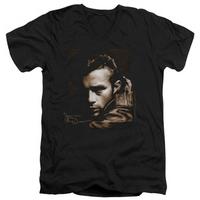 James Dean - Brown Leather V-Neck