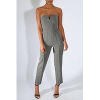 Jasmin Walia Wears Grey Plunge Bandeau Jumpsuit