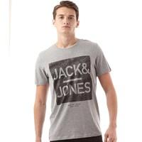JACK AND JONES Mens New Case T-Shirt Light Grey Marl