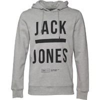 JACK AND JONES Mens Gary Hoody Light Grey Marl