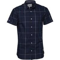 jack and jones mens check shirt dress blue