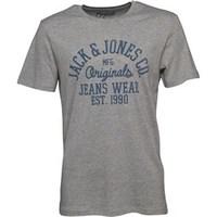 JACK AND JONES Mens Jornew Short Sleeve Crew Neck T-Shirt Light Grey Marl