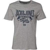 JACK AND JONES Mens Casual T-Shirt Light Grey Marl