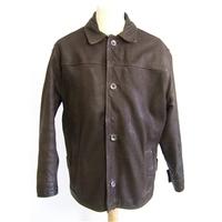 jaeger dark brown leather jacket size s