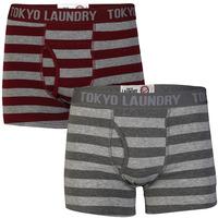 Jamie boxer shorts in oxblood & grey - Tokyo Laundry