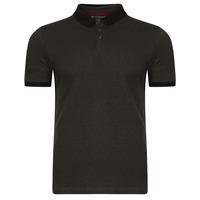 jacquard cotton polo shirt in black kensington eastside