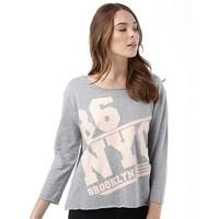 jacqueline de yong womens freak 34 length sleeve sweatshirt light grey ...