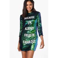 jay sequin slogan bodycon dress multi