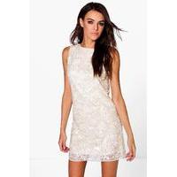 jasmine embellished bodycon dress cream