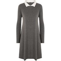 Janet Long Sleeve Collar Swing Dress - Dark Grey