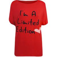 Jade Slogan Heart Print Top - Red