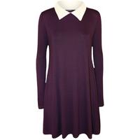 janet long sleeve collar swing dress purple