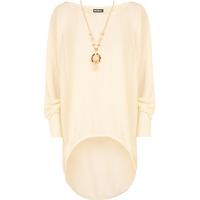 Janiya Necklace Batwing Knitted Top - Cream