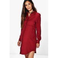 Jane Woven Shirt Dress - berry