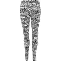 Janette Aztec Stretch Print Leggings - Black