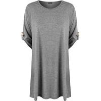 Jadyn Button Short Sleeve Top - Dark Grey