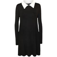 Janet Long Sleeve Collar Swing Dress - Black